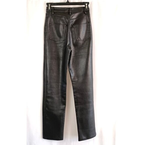 Aritzia Wilfred Melina Faux Leather Pants Black Straight Leg Women’s 00 - Picture 4 of 9